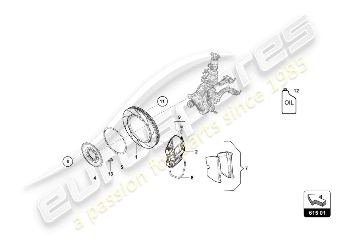 lamborghini super trofeo evo 2 (2022) dischi freno anteriori schema delle parti