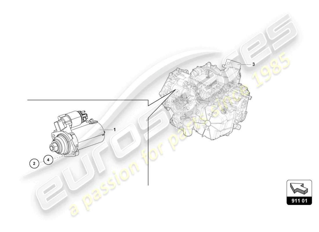lamborghini super trofeo evo 2 (2022) schema delle parti di starter