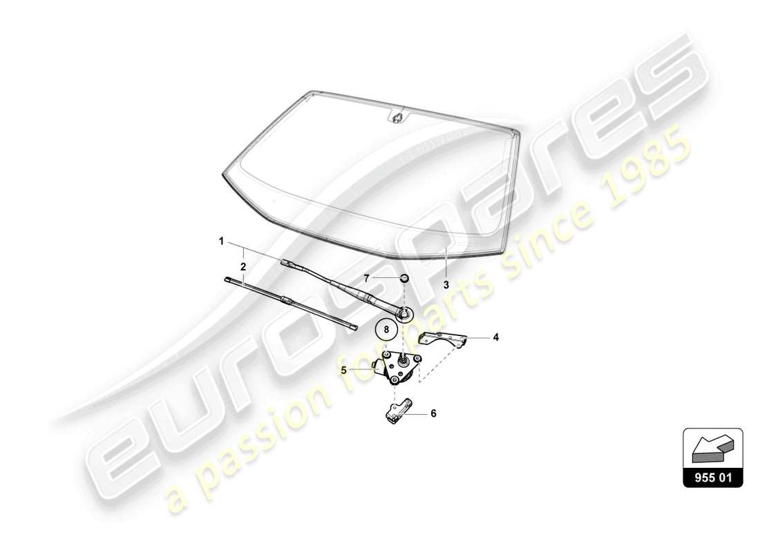 lamborghini super trofeo evo (2018) schema delle parti tergicristallo