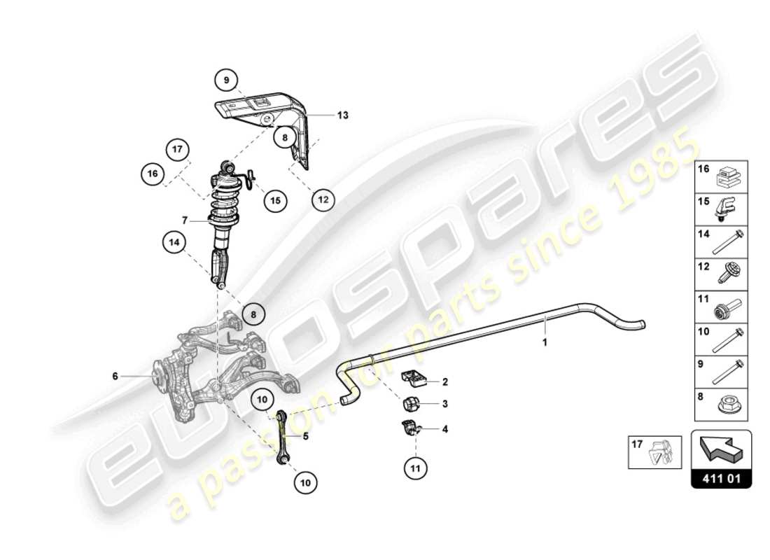 lamborghini evo spyder 2wd (2022) ammortizzatori anteriori schema parte