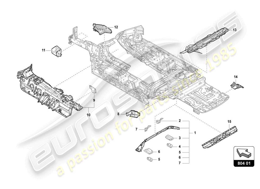 lamborghini urus (2021) sottoscocca diagramma delle parti