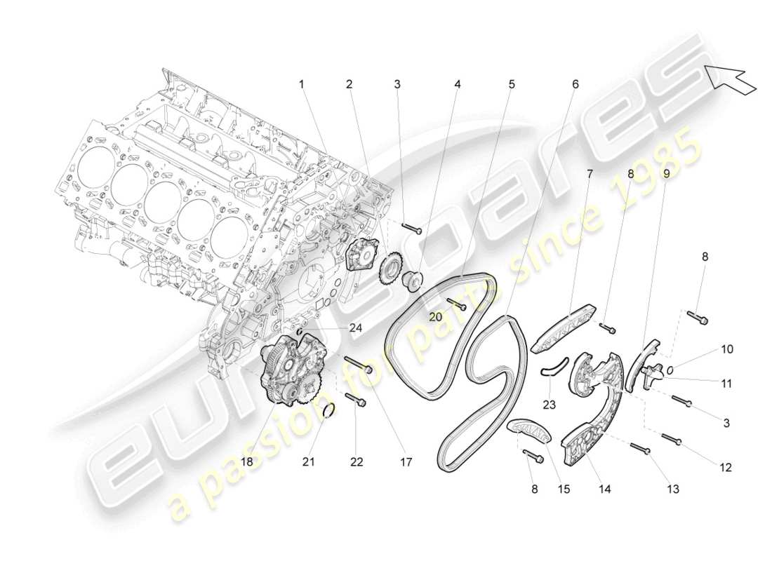 lamborghini gallardo coupe (2005) catena temporale diagramma delle parti