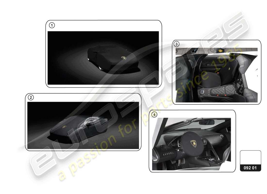lamborghini huracan sto (accessories) set di protezioni diagramma delle parti