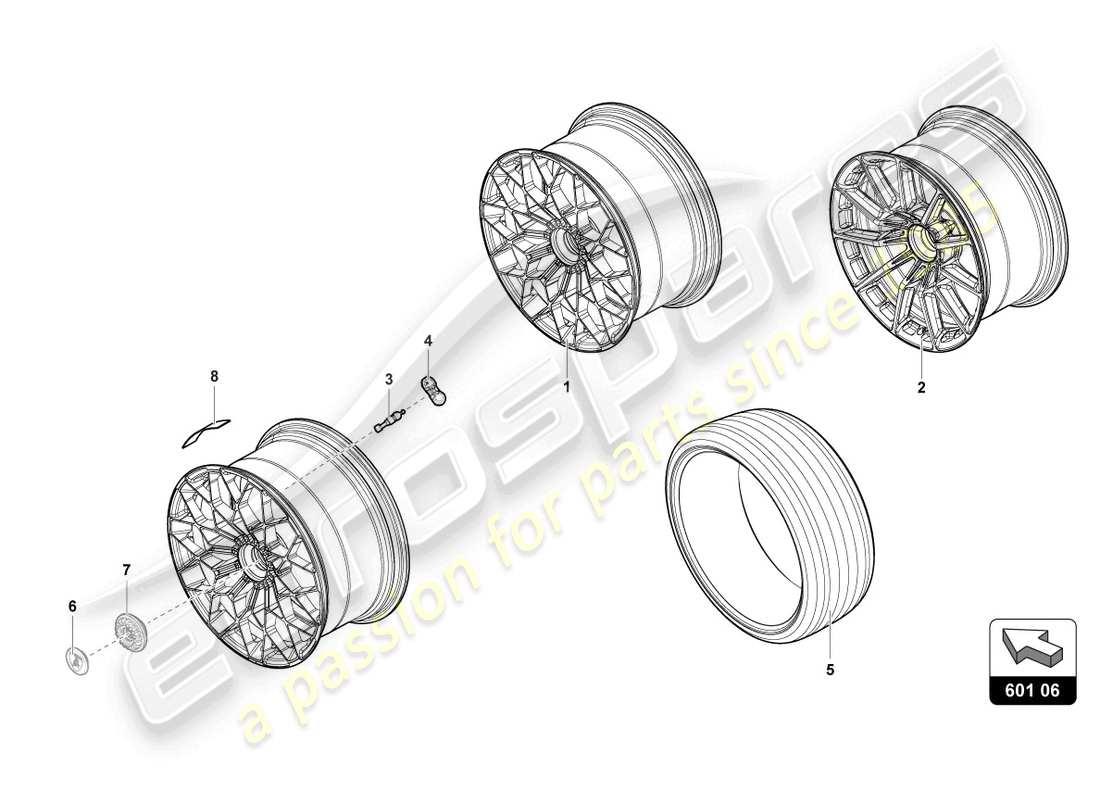 lamborghini sto (2022) ruote/pneumatici posteriori diagramma delle parti