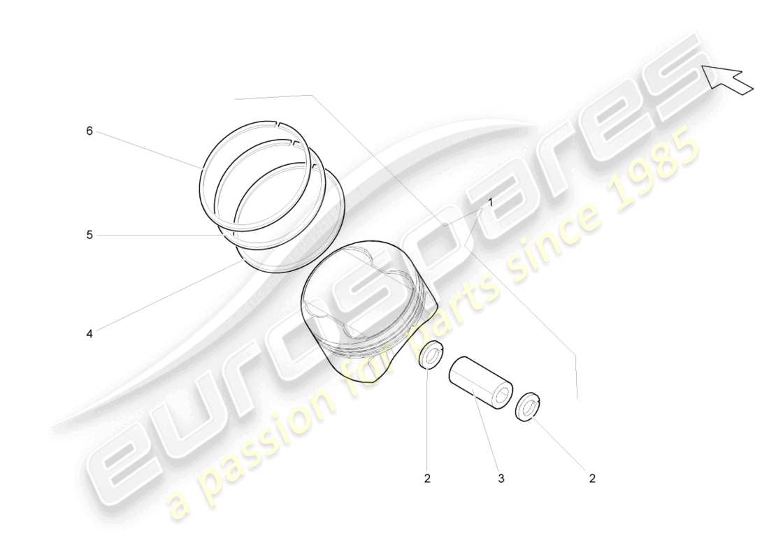 lamborghini lp550-2 spyder (2011) diagramma delle parti del pistone