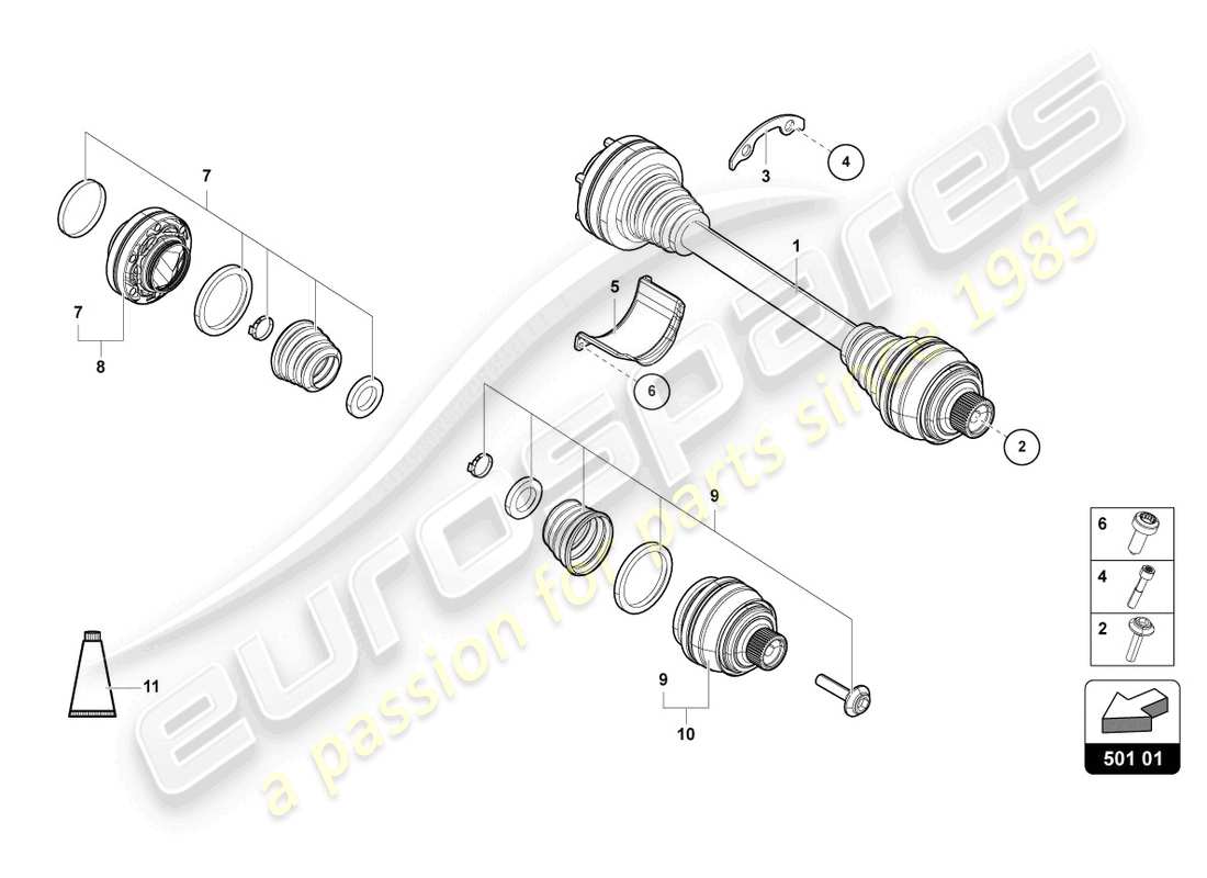 lamborghini urus (2020) albero asse diagramma delle parti