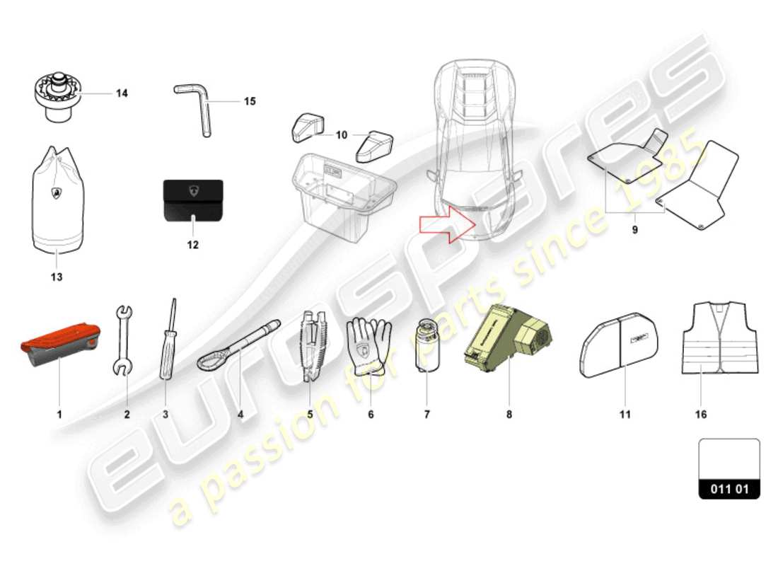 lamborghini sto (2023) strumenti del veicolo diagramma delle parti