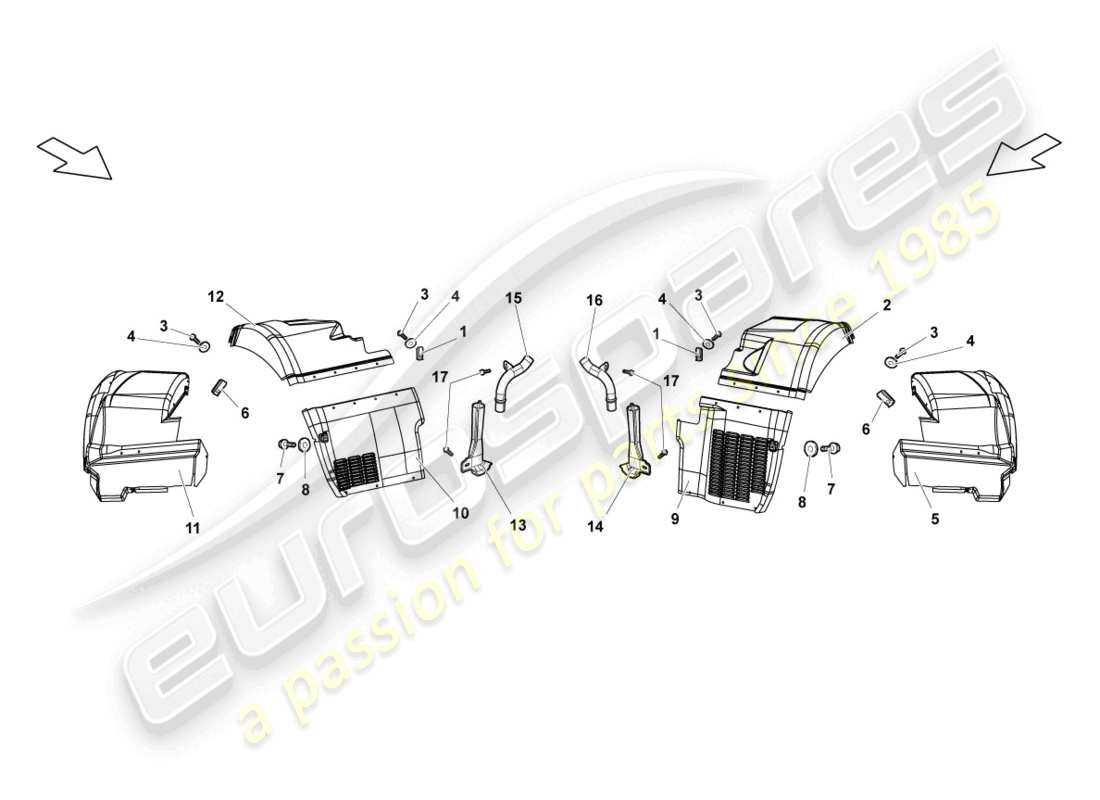lamborghini reventon rivestimento passaruota posteriore diagramma delle parti
