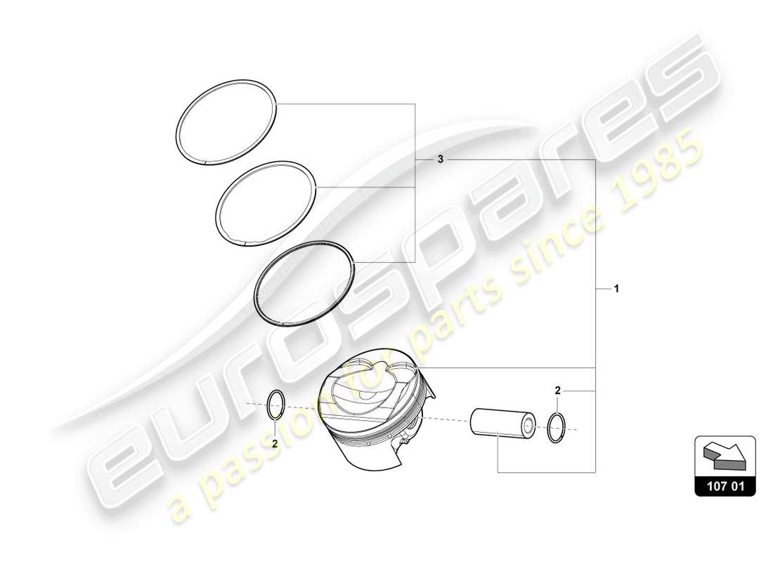 lamborghini evo spyder 2wd (2021) pistone completo diagramma delle parti