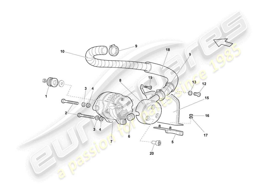 lamborghini reventon schema delle parti dell'alternatore