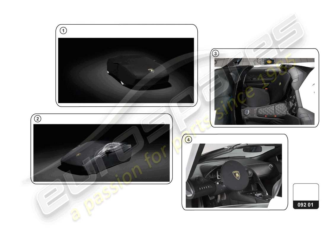 lamborghini huracan tecnica (accessories) set di protezioni diagramma delle parti
