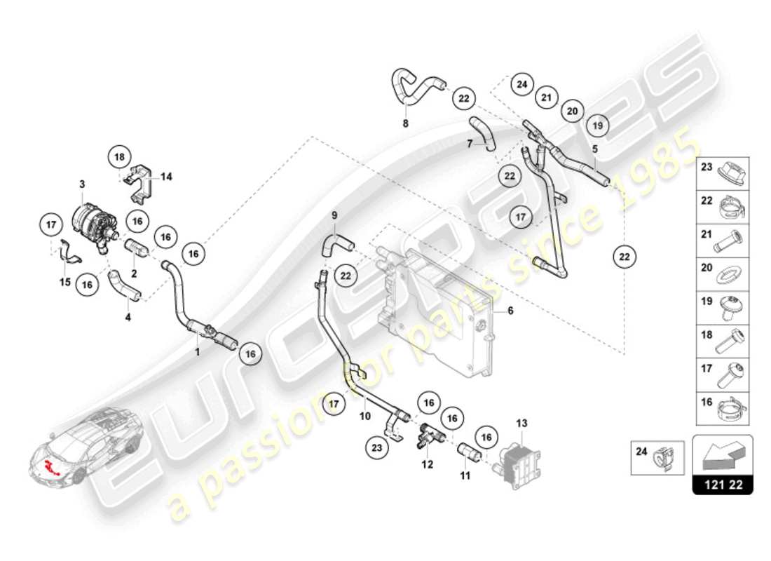 un diagramma delle parti dal catalogo delle parti lamborghini revuelto coupe (2024)