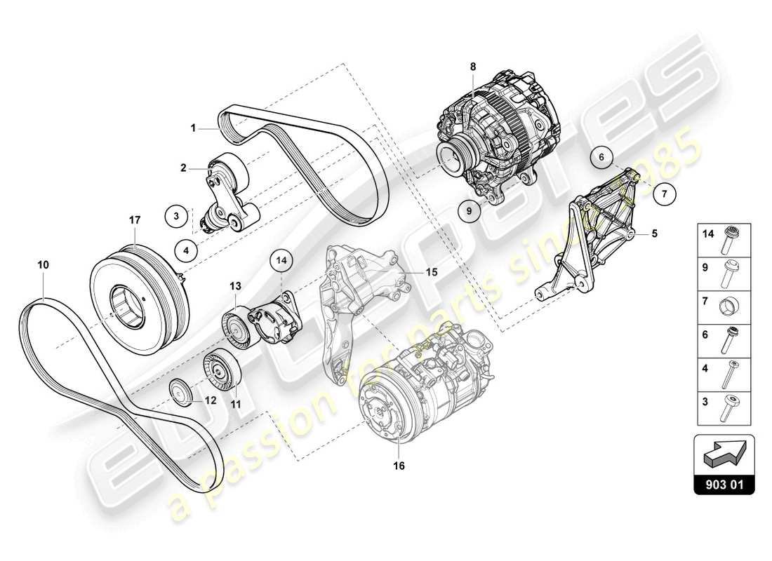 lamborghini urus (2021) alternatore diagramma delle parti