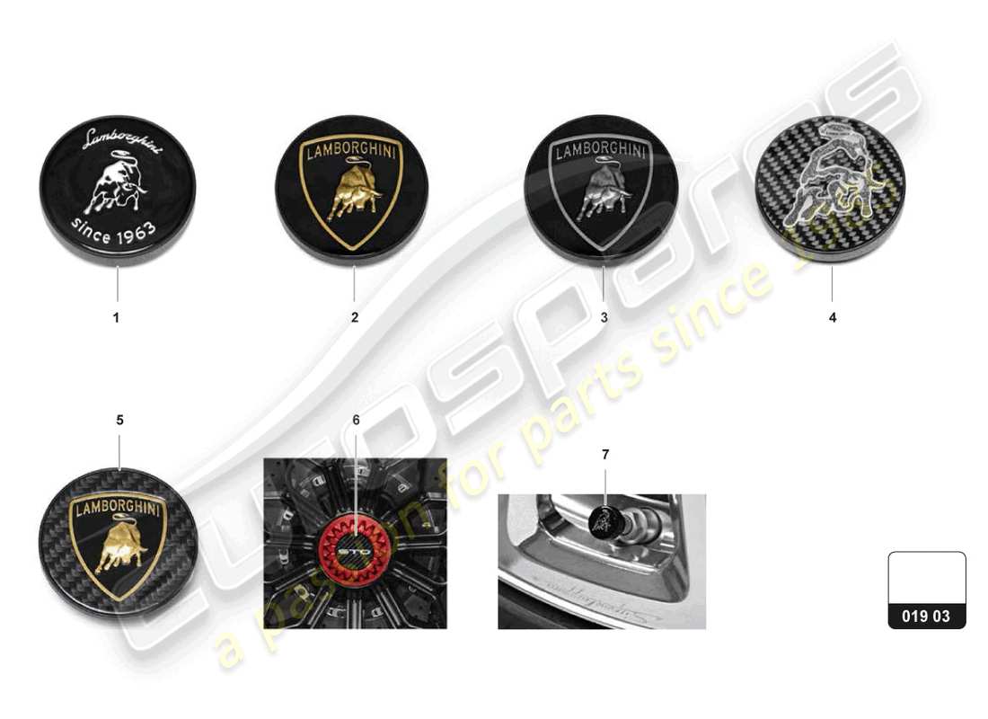 lamborghini huracan tecnica (accessories) diagramma delle parti del coprimozzo