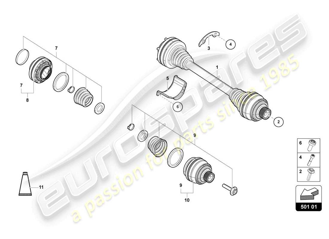 lamborghini urus performante (2023) albero asse diagramma delle parti