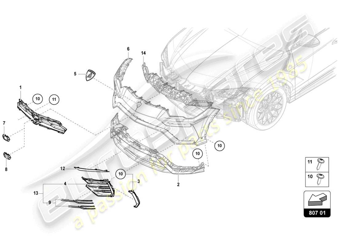 lamborghini urus (2022) inserto per paraurti anteriore schema delle parti