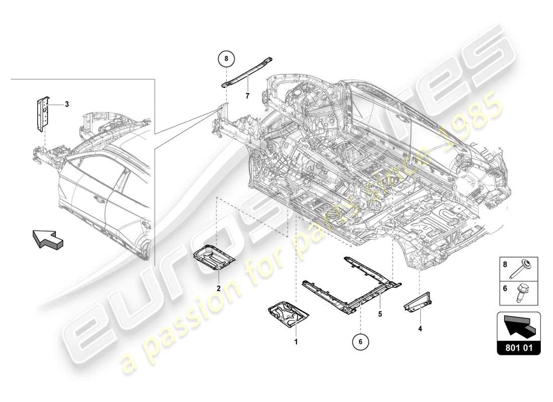 lamborghini urus performante (2023) fermo per batteria diagramma delle parti