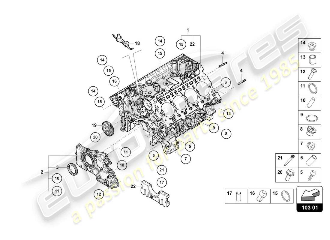 lamborghini urus performante (2023) basamento diagramma delle parti
