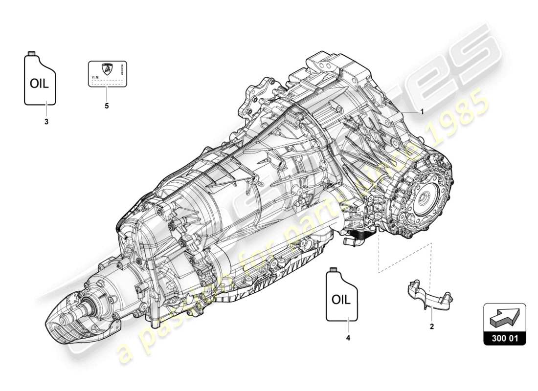 lamborghini urus performante (2023) cambio, schema delle parti complete