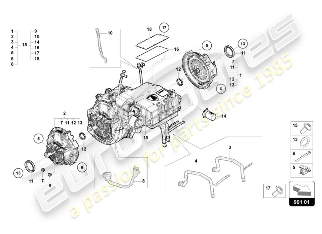 lamborghini revuelto coupe (2024) azionamento elettrico anteriore diagramma delle parti