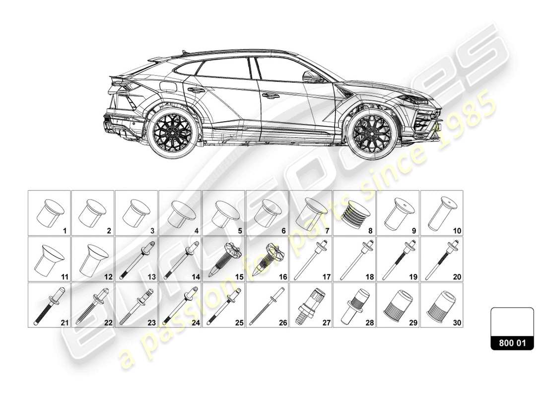 lamborghini urus (2020) montaggio per carrozzeria schema delle parti