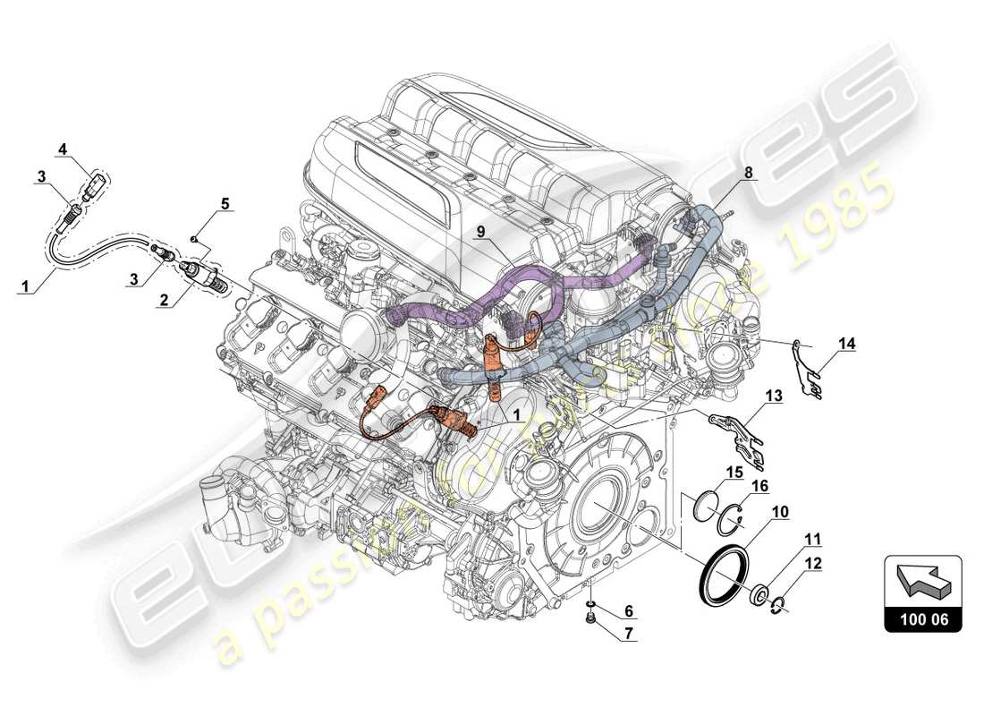 lamborghini 2018 (gt3 evo) parti aggiuntive del motore schema delle parti
