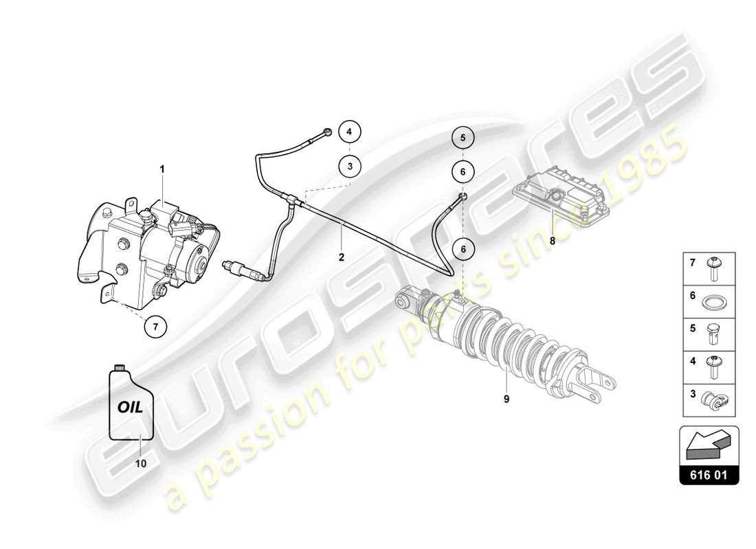 lamborghini ultimae (2022) dispositivo di sollevamento diagramma delle parti