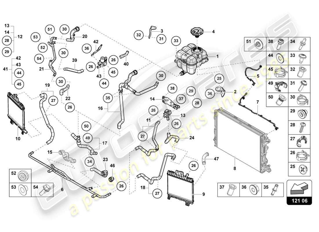 lamborghini urus (2022) raffreddatore per liquido di raffreddamento diagramma delle parti