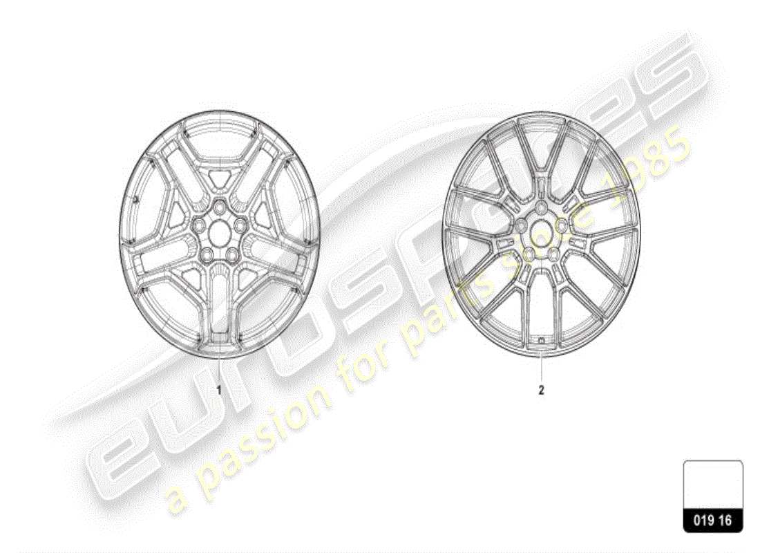 lamborghini huracan sterrato (accessories) diagramma delle parti del cerchio in alluminio