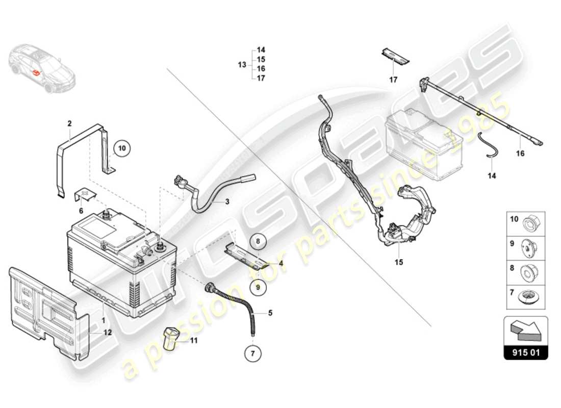 lamborghini 2021 | urus batterie teilediagramm
