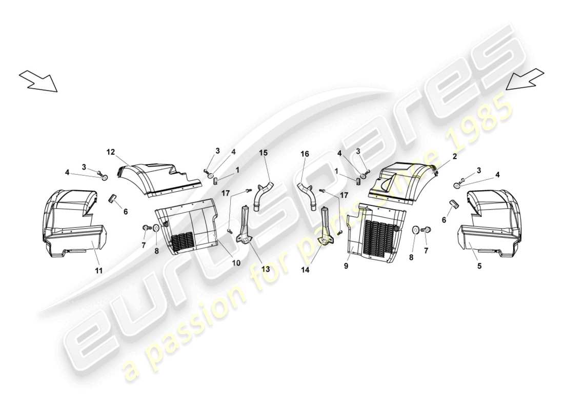 lamborghini reventon roadster rivestimento passaruota posteriore diagramma delle parti