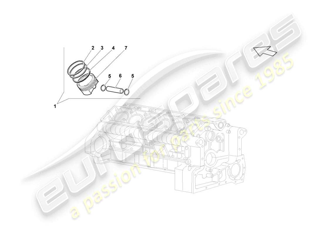 lamborghini lp640 roadster (2010) diagramma delle parti del pistone