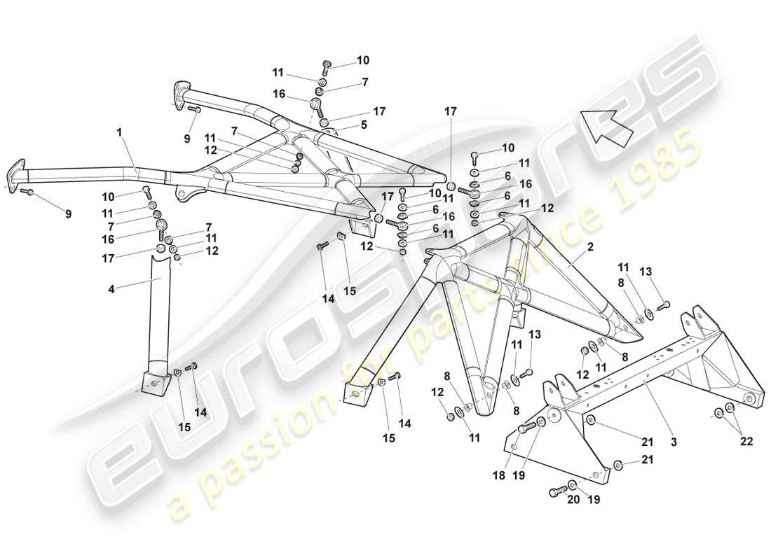 lamborghini lp640 roadster (2010) diagramma delle parti del telaio