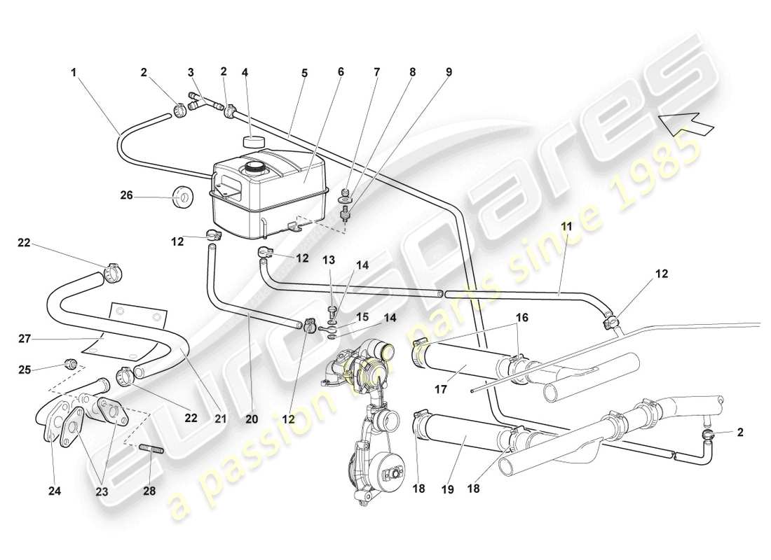 lamborghini reventon sistema di raffreddamento del liquido di raffreddamento diagramma delle parti