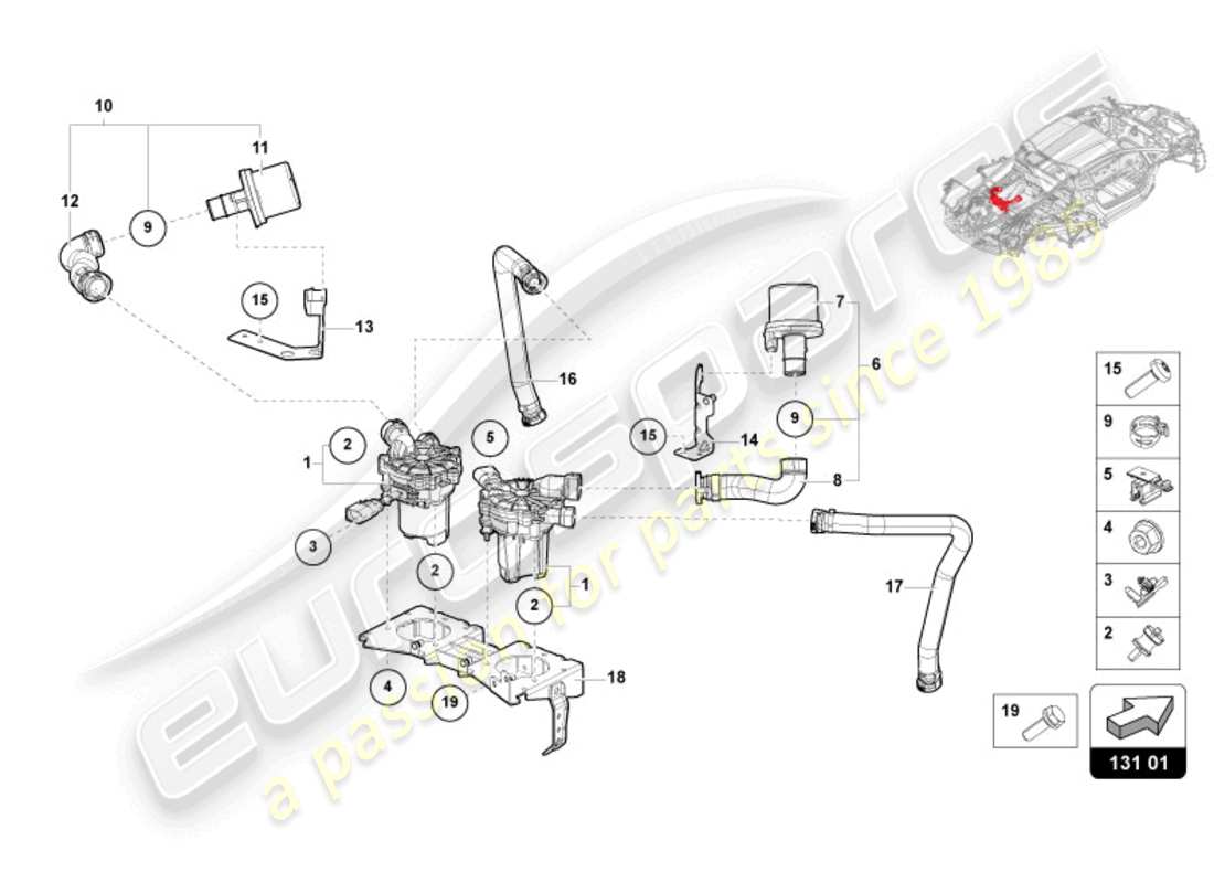 lamborghini revuelto coupe (2024) pompa aria secondaria diagramma delle parti