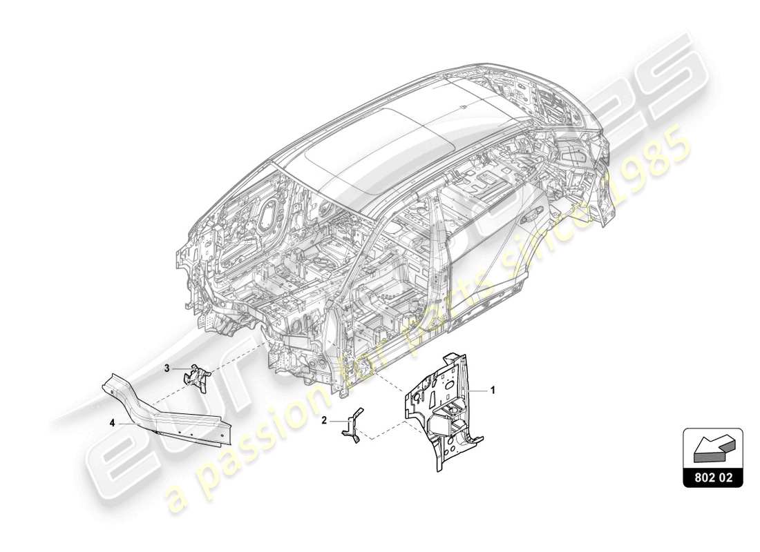 lamborghini urus performante (2023) parti sezionali per la sezione laterale schema particolare