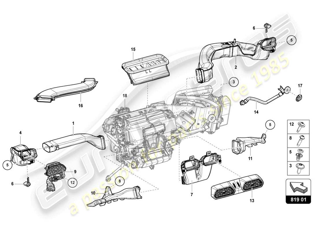 lamborghini urus (2021) sfogo diagramma delle parti