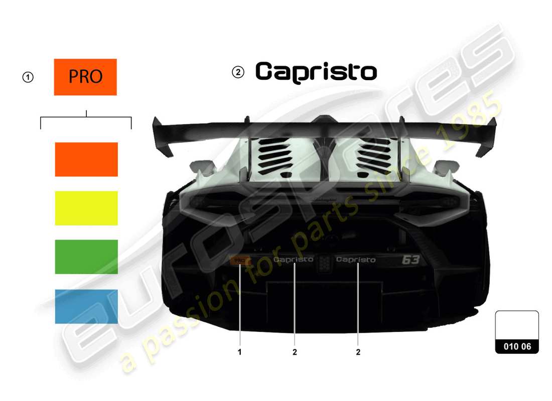 lamborghini super trofeo evo 2 (2022) adesivi schema delle parti