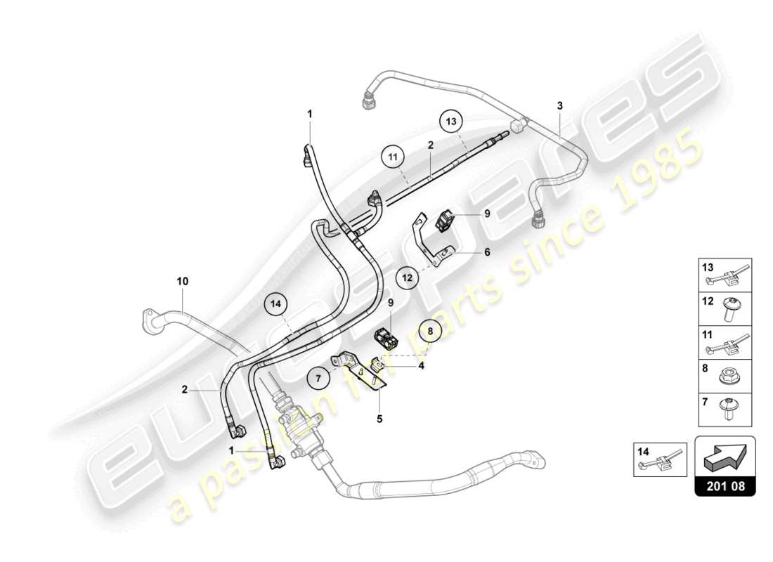 lamborghini lp770-4 svj coupe (2022) diagramma delle parti della linea del carburante