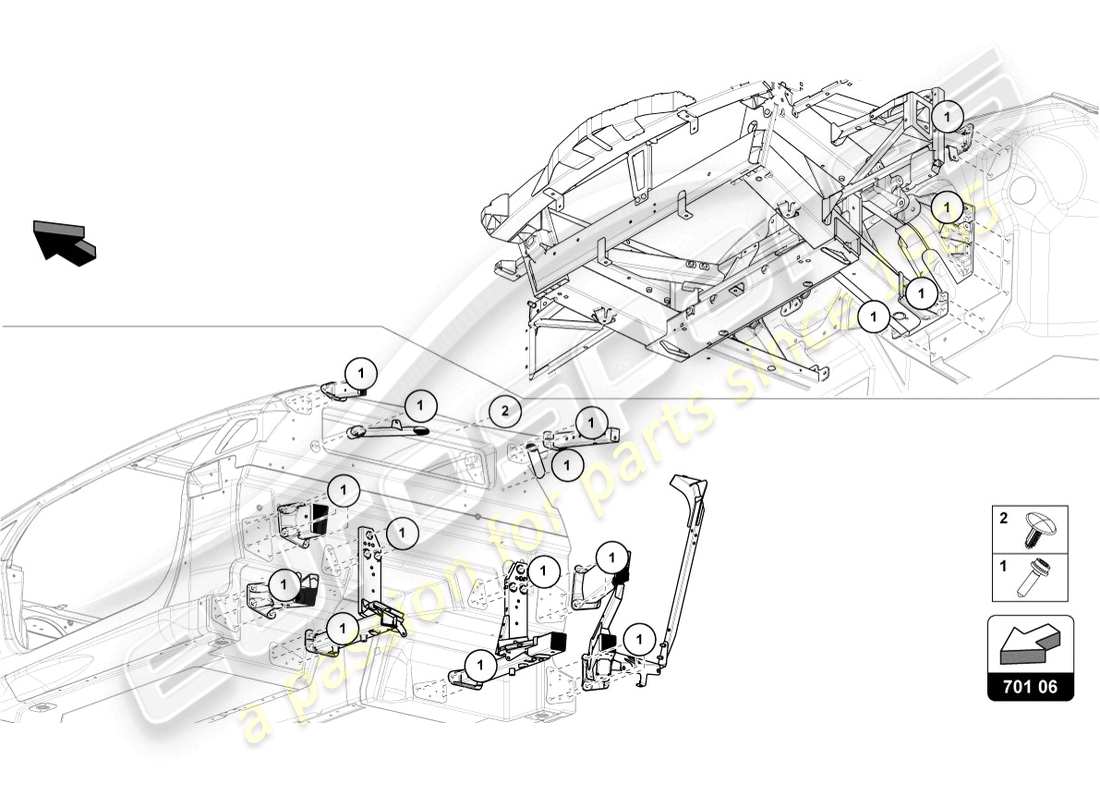 lamborghini 2022 (ultimae roadster) diagramma delle parti degli elementi di fissaggio