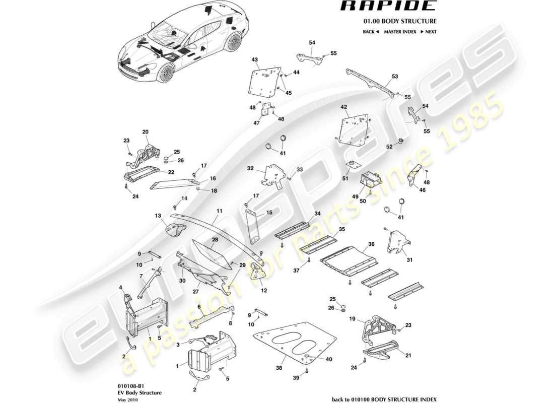 aston martin rapide (2017) parti accessorie diagramma delle parti