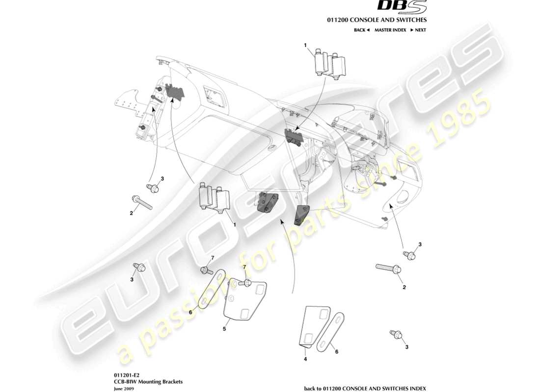 aston martin dbs (2009) staffe da ccb a biw diagramma delle parti