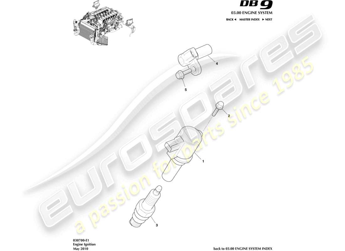 aston martin db9 (2004) zündung teilediagramm