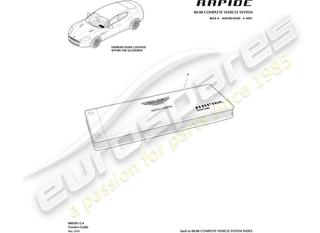 aston martin rapide (2014) guida per i proprietari diagramma delle parti