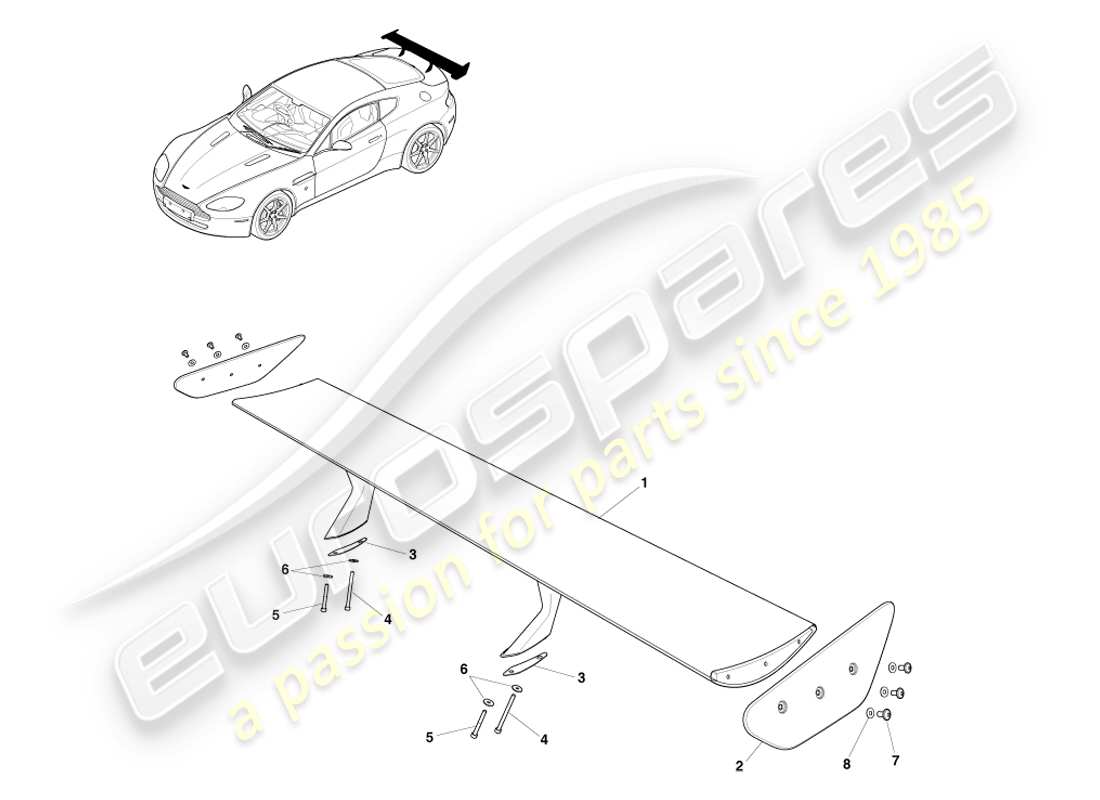aston martin v8 vantage (2007) schema delle parti spoiler posteriore