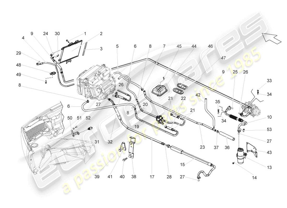 lamborghini superleggera (2008) diagramma delle parti del condensatore a/c