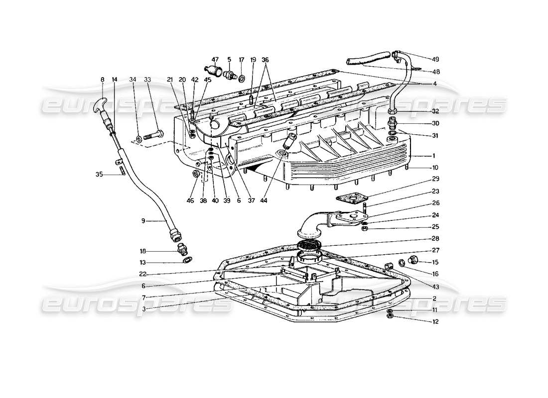 ferrari 400 gt (mechanical) schema delle parti della coppa dell'olio