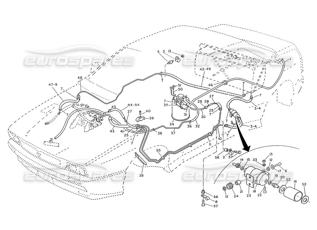 maserati ghibli 2.8 (non abs) tubi del carburante, diagramma delle parti (2800cc).