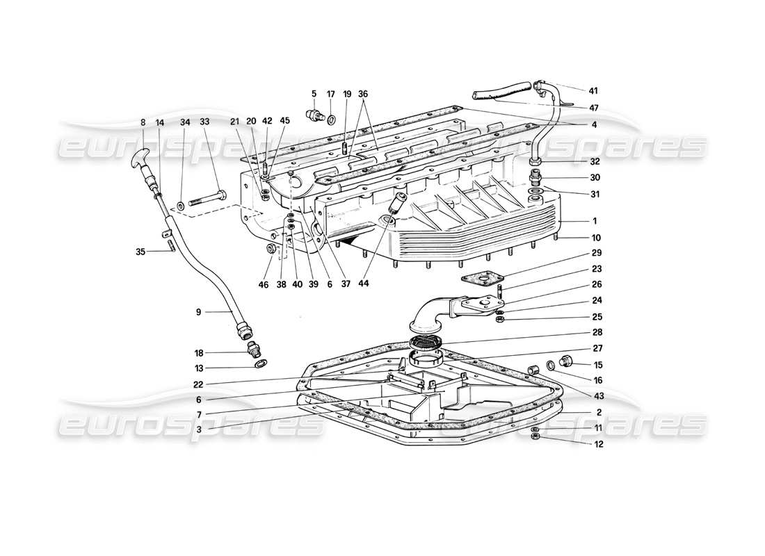 ferrari 412 (mechanical) schema delle parti della coppa dell'olio