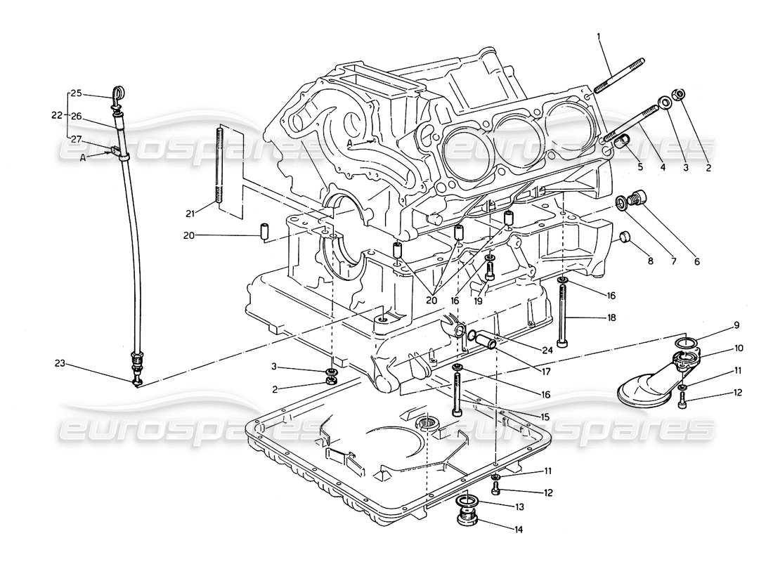 maserati biturbo spider schema delle parti di fissaggio degli accessori del blocco di sabbia